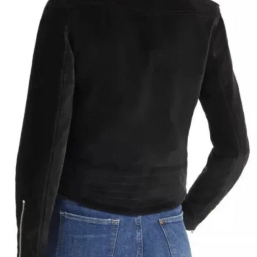 NWOT rag & bone Black Velvet Biker Jacket Crop Style Silver Hardware - Picture 14 of 14